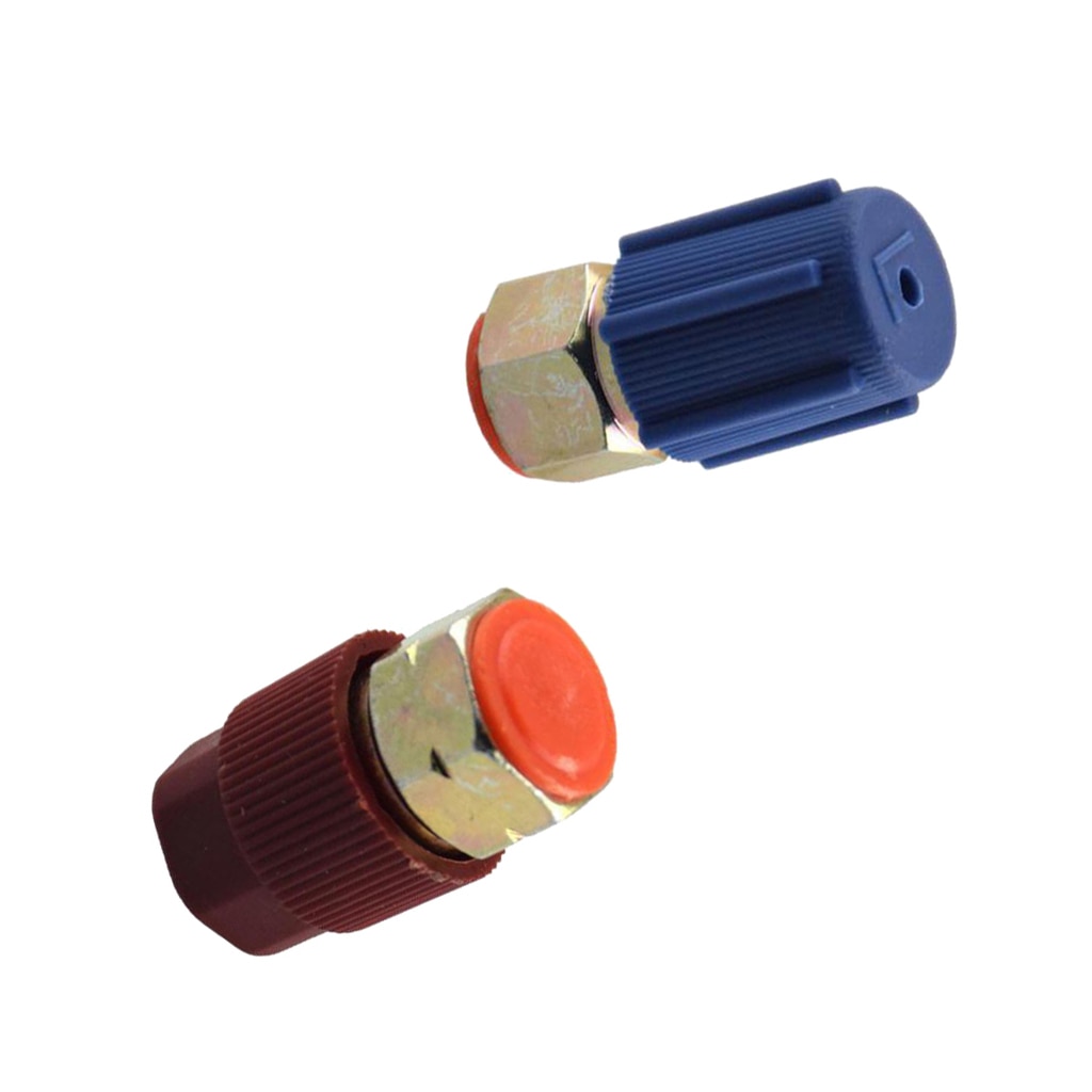 2 Pcs High &amp; Low AC Port Adapter Retrofits R12 Port to R134a Quick Disconnect