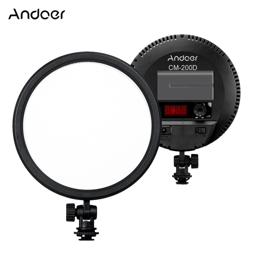 Andoer 13W 3200K-5600K 120 LED CM-200D Pro Fill Light 6inch Round Ultrathin Daylight Bi-color Dimmable Photo Video Light Panel