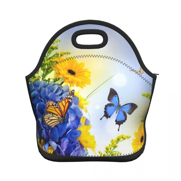 butterflies lunch bag women Portable Insulated lunch box for men girls boys Neoprene Cooler Tote Lunch Bags: army green