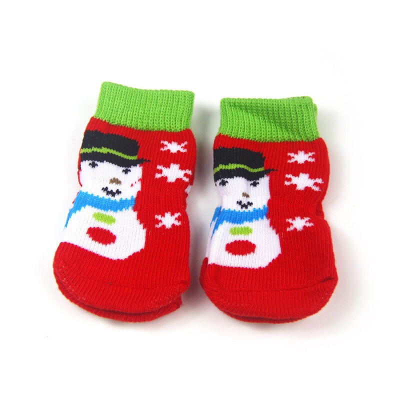 4 pièces chien chaussettes de noël chien de compagnie Doggy chaussures belle doux tricoté chaussettes vêtements vêtements vêtements pour chiens chats de noël