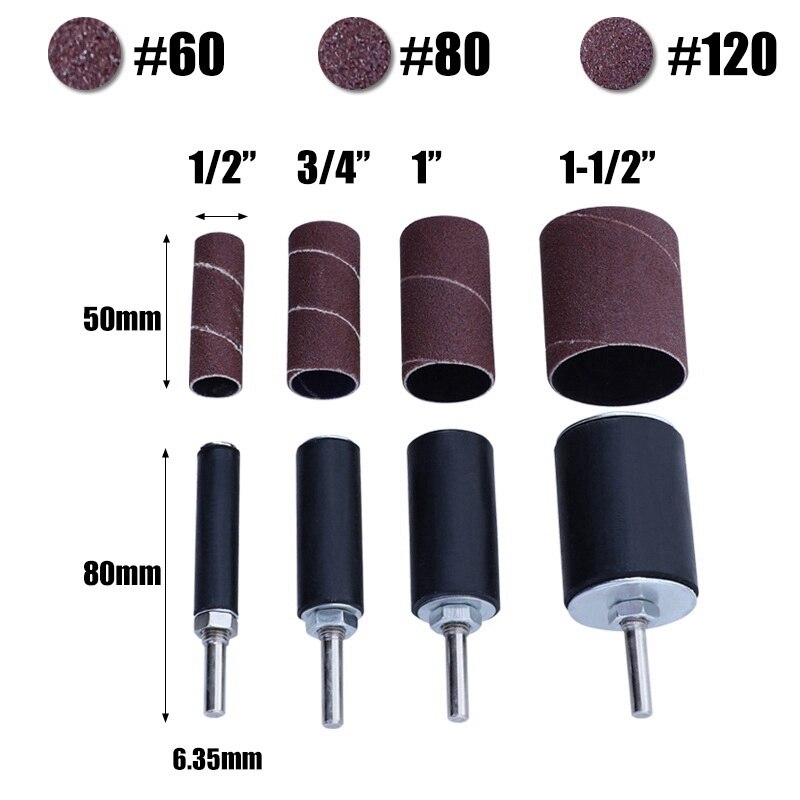 16 Pcs Drum Sanding Kit, Sanding Drum For Electric Drill Press Drum Sander Attachment With Spindle Sander Sleeves