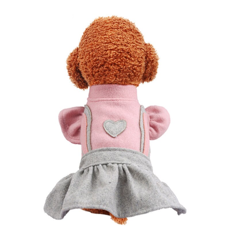 Vestido de lana con capucha para perro y gato, de corazón, abrigo de perrito mascota, chaqueta para perros y gatos, tamaño pequeño y mediano