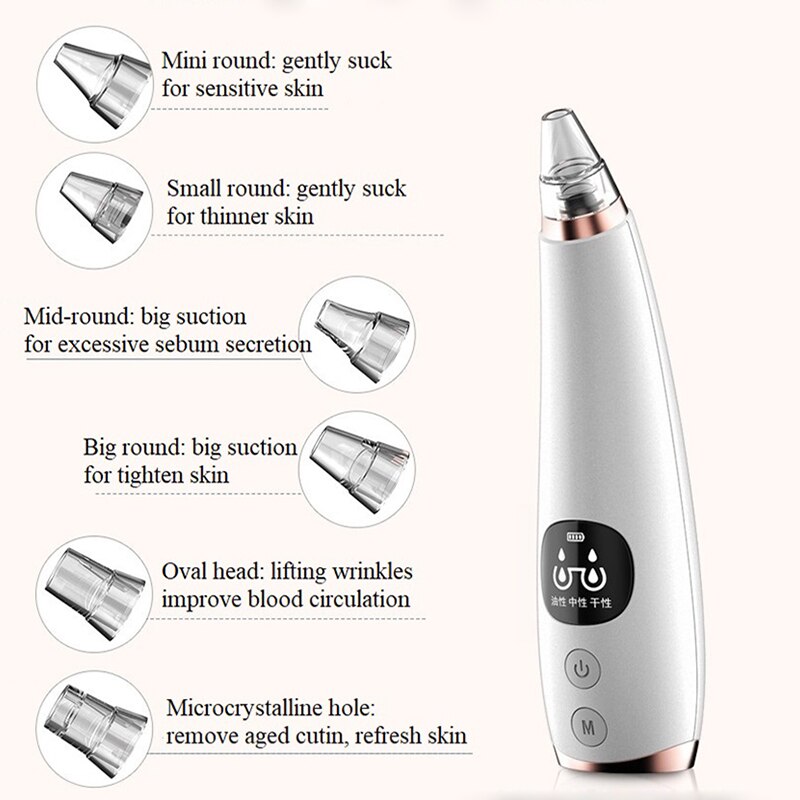 Electric Vacuum Blackhead Black Dot Remover Face Pore Skin Care Acne Pore Cleaner Pimple Removal Vacuum Suction Facial Tools