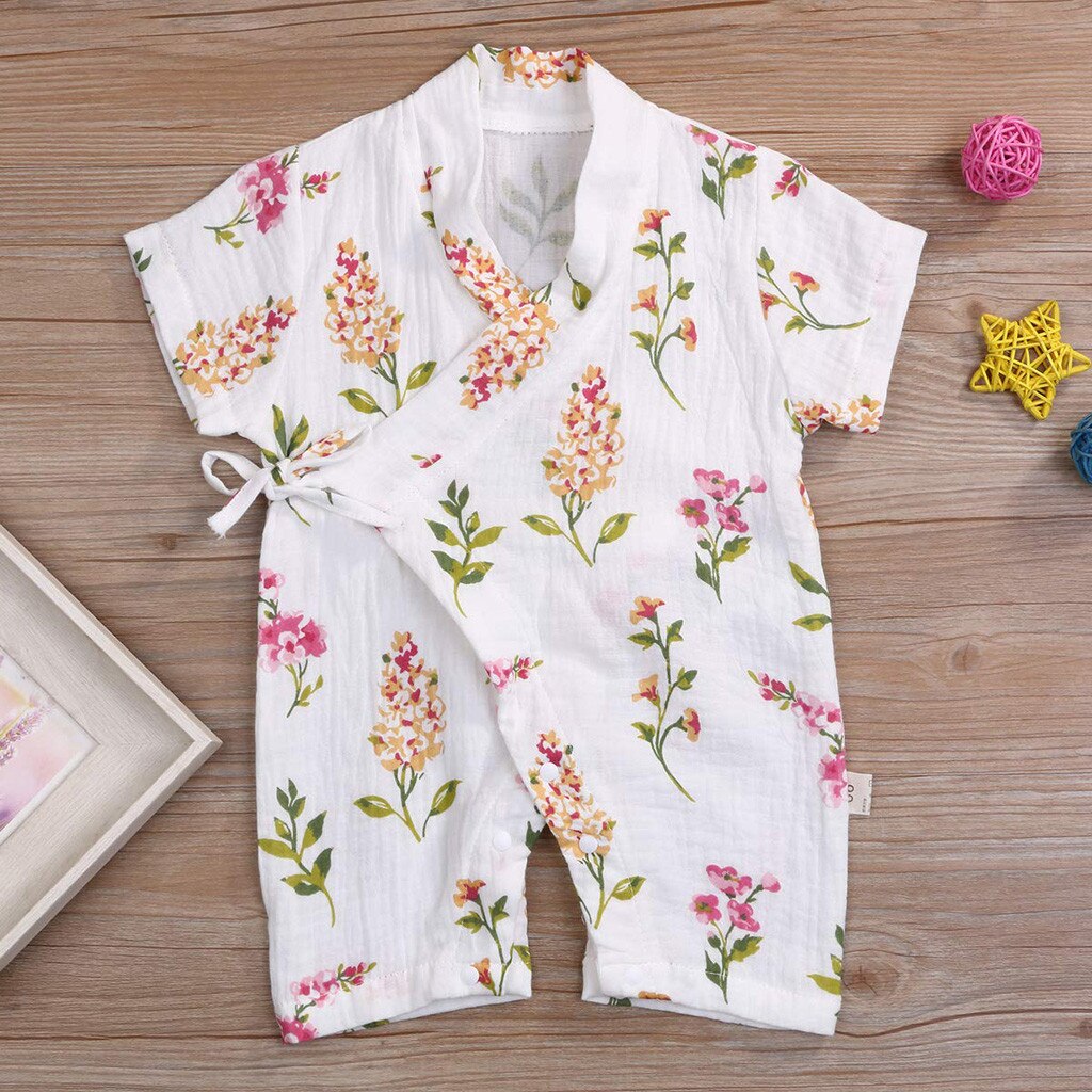 Infant Baby Boys Girls Cartoon Yarn Robe Kimono Romper Toddler Short Sleeve Jumpsuit Newborn Summer Cotton Sleepwear Costumes