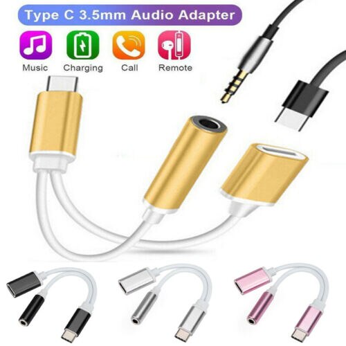 2in1 USB-C Type C Naar 3.5mm Audio Aux Jack Charger Kabel Voor Samsung Huawei P20