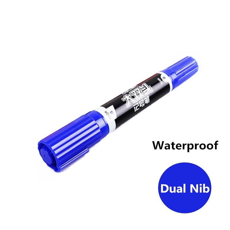 Deli Dual Tip 1.5/6Mm Waterdichte Olie Marker Penseel Cd Stof Banden Mark Pen Tekening Borstel Kantoorbenodigdheden schrijven Tool: Blue