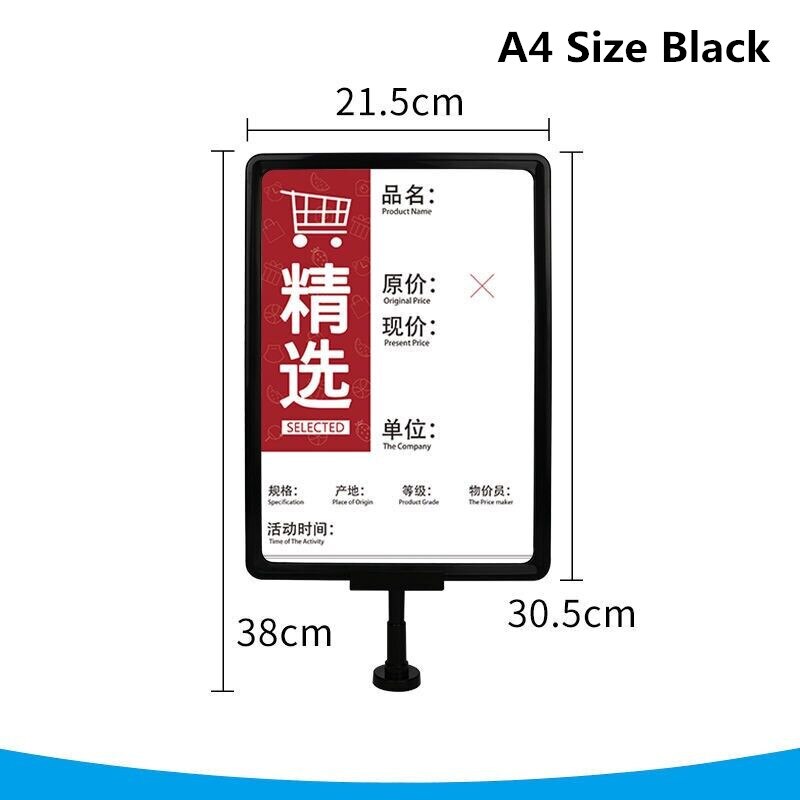 A4 Plastic Teken Houder Display Frames 8.5X11 Papier Foto Stand Dubbelzijdig Tafel Top Menu Document Houders stand: Black