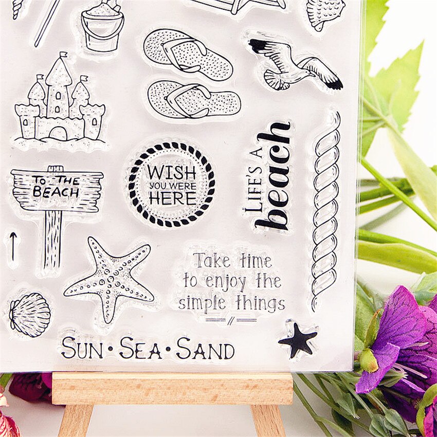 11 x 15cm strandsemester genomskinliga klara stämplar silikontätningar rullstämpel gör det själv scrapbooking fotoalbum/kort gör bröllop