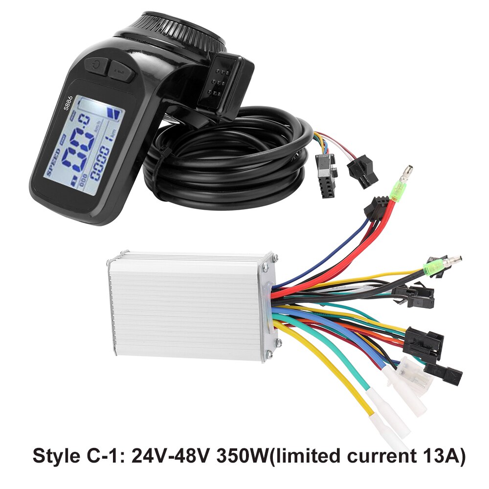 24V-48V/36V-60V 350W Electric Bicycle Controller with LCD Display Panel E-bike Electric E Bike Scooter Brushless Controller Part: C 24V-48V 350W 13A