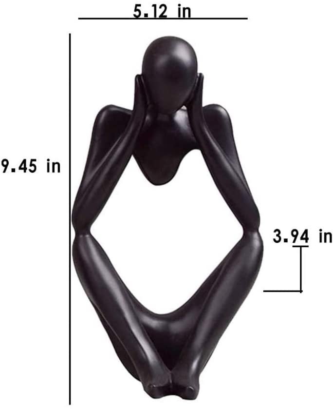 The Thinker Statue Black Abstract Sculpture Resin Statues for Home Decor Modern Home Office Desktop Shelf Bookshelf Decor