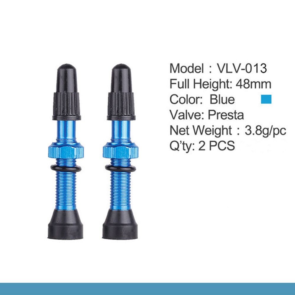 1 Paar Fiets 48/60/78Mm Presta Ventiel Voor Road Mtb Fiets Tubeless Banden Messing Kern Legering stem Tubeless Kit Compatibel: 48mm	blue