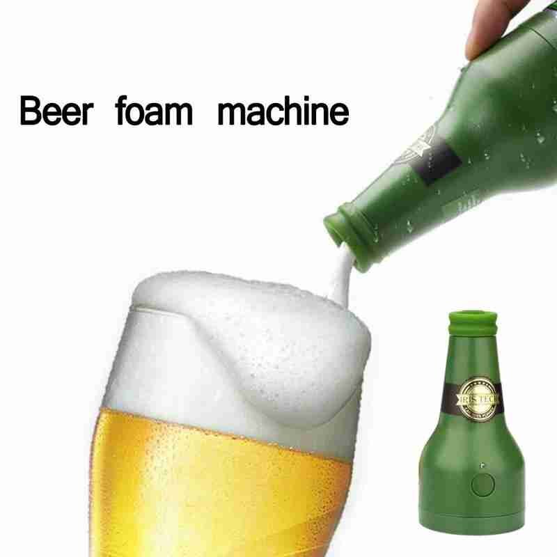 Ultrasonic beer foam machine foam maker portable outdoor household party beer foamer for canned bottled beer (green)