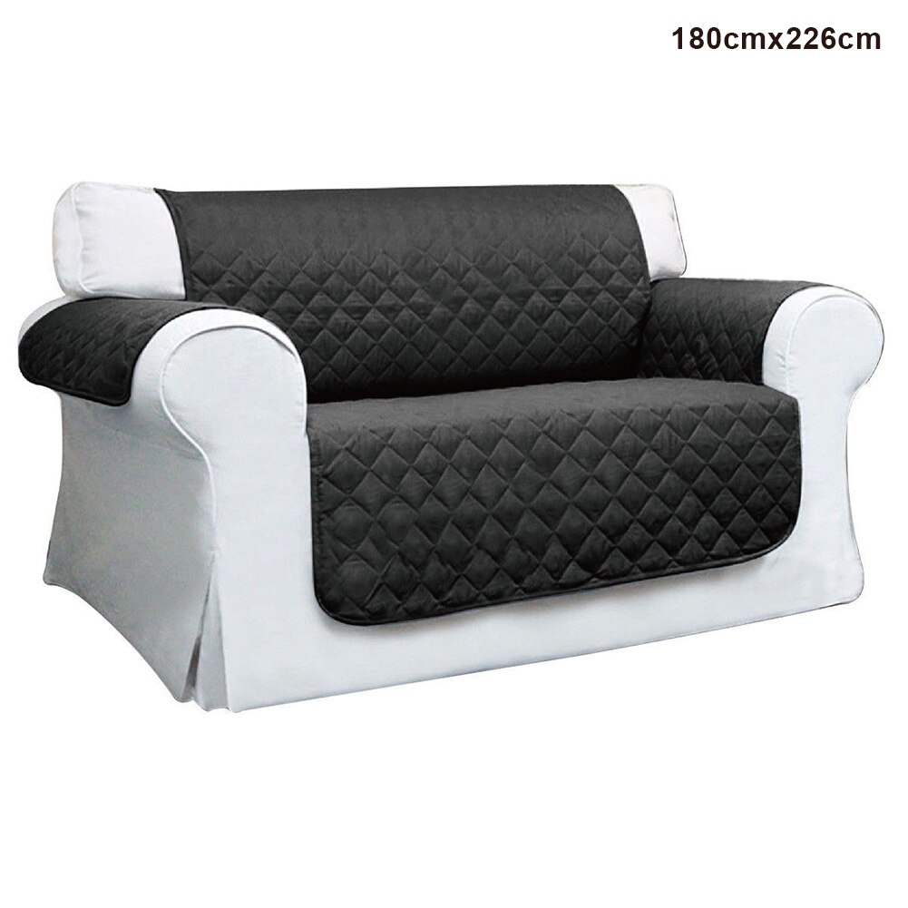 Quilted Sofa Arm Chair Settee Pet Protector Slip Cover Furniture Cushion Throws: 180cmx226cm black