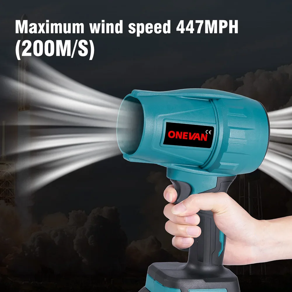ONEVAN – ventilateur à Jet Turbo sans balais 200 M/S, 2000W, souffleur d'air électrique portatif sans fil, outil de dépoussiérage et de neige pour batterie Makita 18V