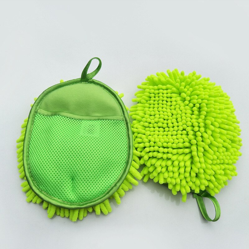 Guantes de lavado de coches Chenille, guantes de tortuga, malla con agujeros tipo sándwich con cordón, guantes para limpieza de coche, herramienta para lavado de coche