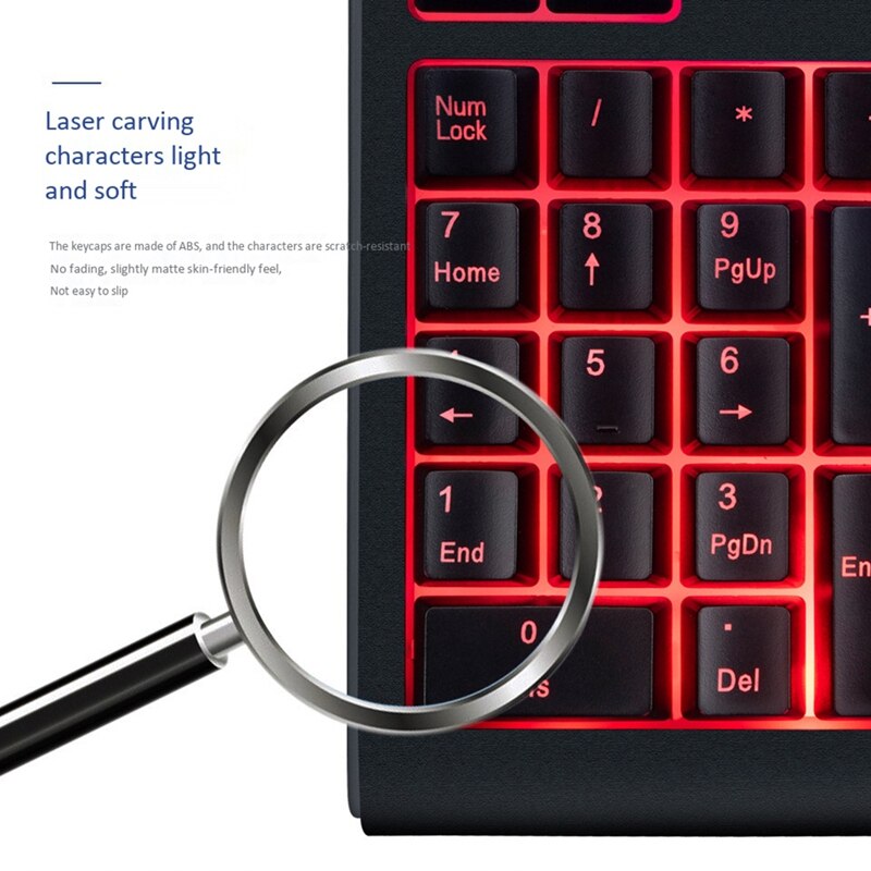 -Wired Keyboard, 3 Color LED Backlit 19 Key USB Mechanical Numeric Keyboard, for PC Laptop