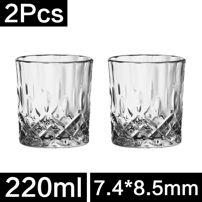Whisky glass 220ml lead-free glass beer Stein Bar glass With thick glass high-grade glass: 2Pcs