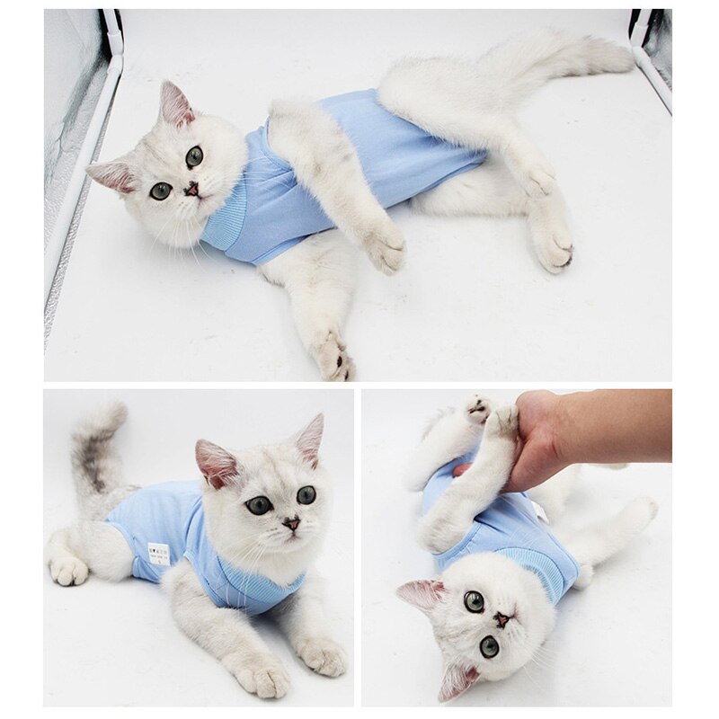 Ropa para mascotas, chaleco suave Anti lamer para gato, Camiseta de algodón para mascotas, chaleco elástico para cachorro, camisa para gatito