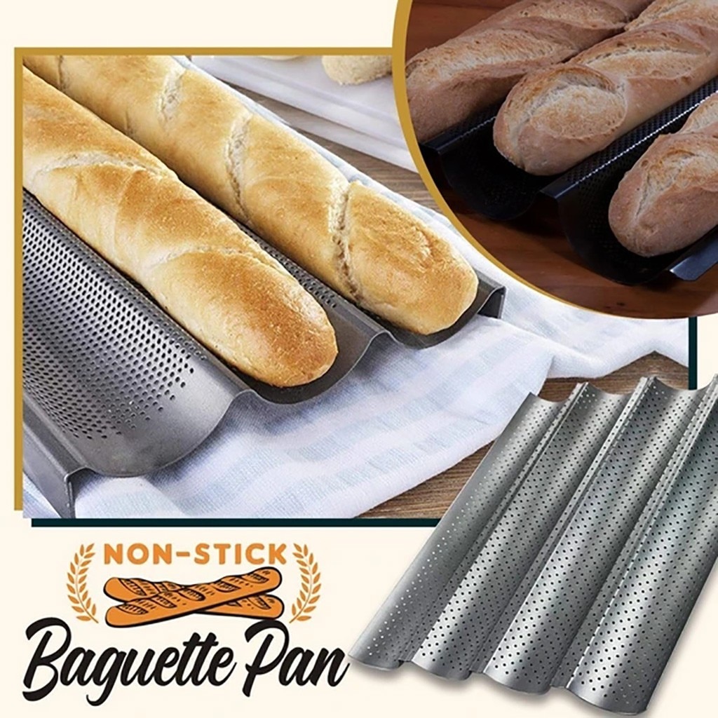 French Bread Mold For Baking Bread Wave Baking Tray Practical Cake Pan Baguette Mold 2/3/4 Groove Waves Bread Baking Tool