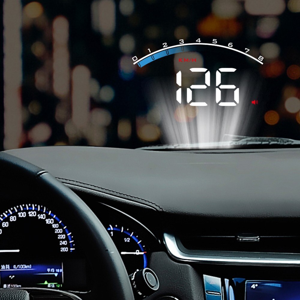 Universele auto HUD head-up display, multifunctionele projector GPS-snelheidsmeter Opladen op zonne-energie Digitale GPS-snelheidsmeter