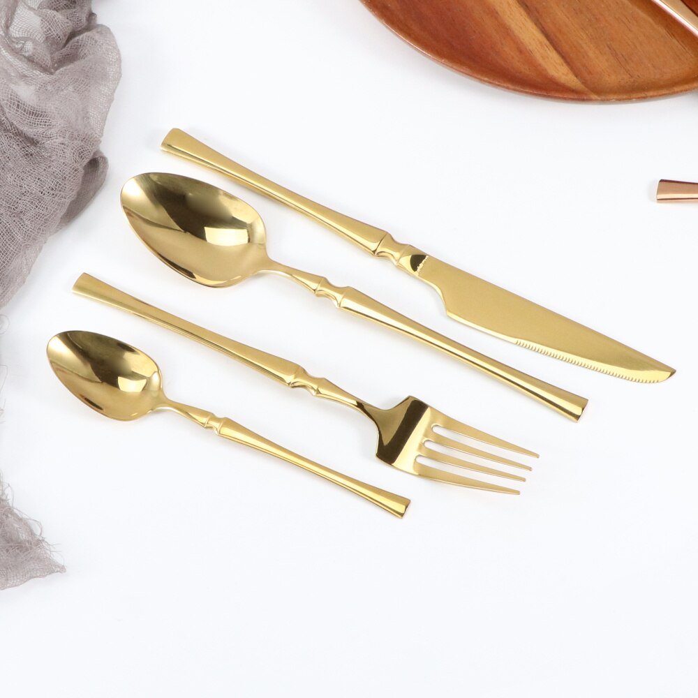 4Pcs High Flatware Set Stainless Steel Dinnerware Ergonomic Knife Fork And Spoon Western Cutlery Upscale Tableware Set