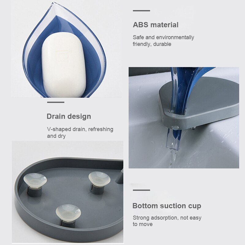 Sæbeholder vask svamp tørrestativ sugekop opbevaringsboks sæbestænger dræning fad badeværelse tilbehør