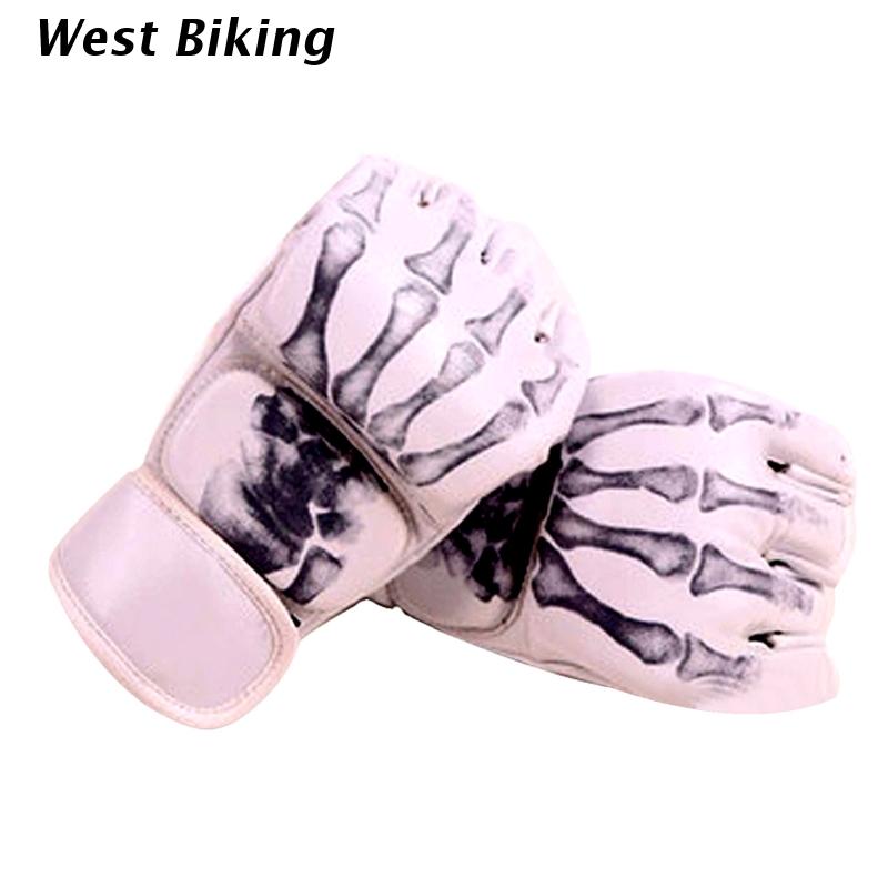 448D 1 para PU skórzane rękawice bokserskie pół palca rękawice bokserskie rękawice treningowe rękawice Kickboxing dla dorosłych: biały