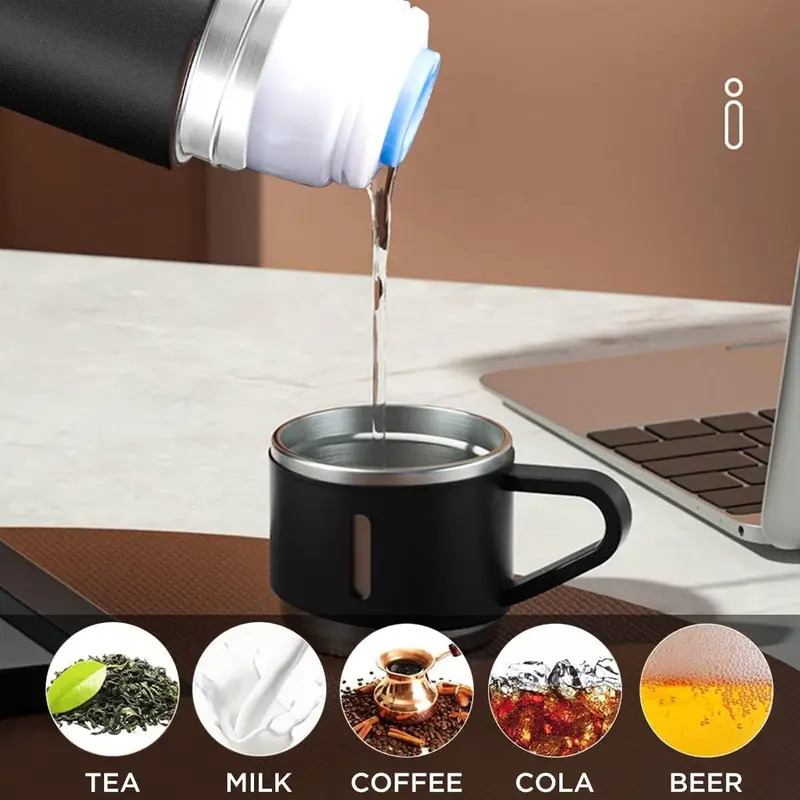 Coffee Thermos Stainless Steel Vacuum-Insulated Water Bottle Insulated Bottle with Cup for & Cold Drink Outdoor Travel Mug