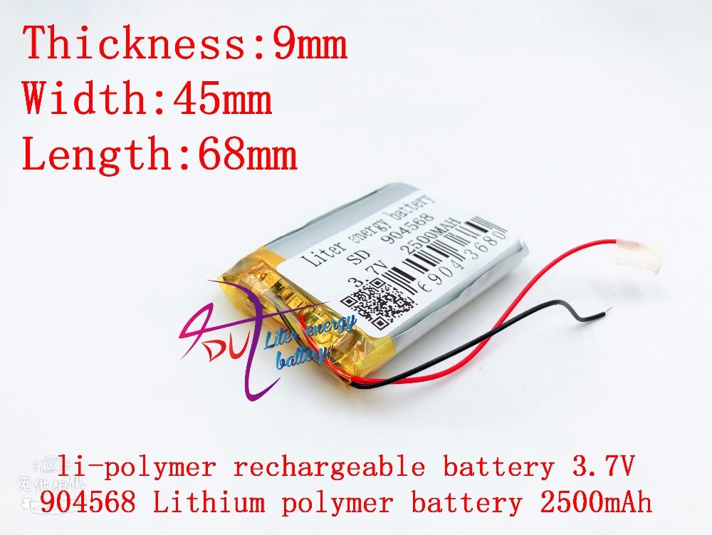 li-po 3.7V,2500mAH 904568 polymer lithium ion / Li-ion battery for model aircraft,GPS,mp3,mp4,cell phone,speaker,bl