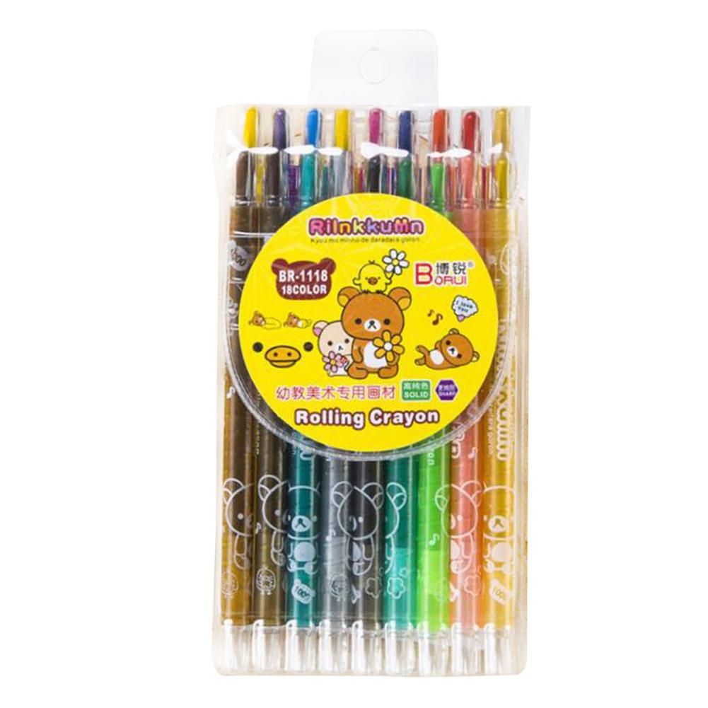 Crayon de Pastel à huile soluble dans l'eau, 12/18/24 couleurs, Crayon rotatif, peinture pour enfants, stylos Graffiti, fournitures d'art: 18 colors