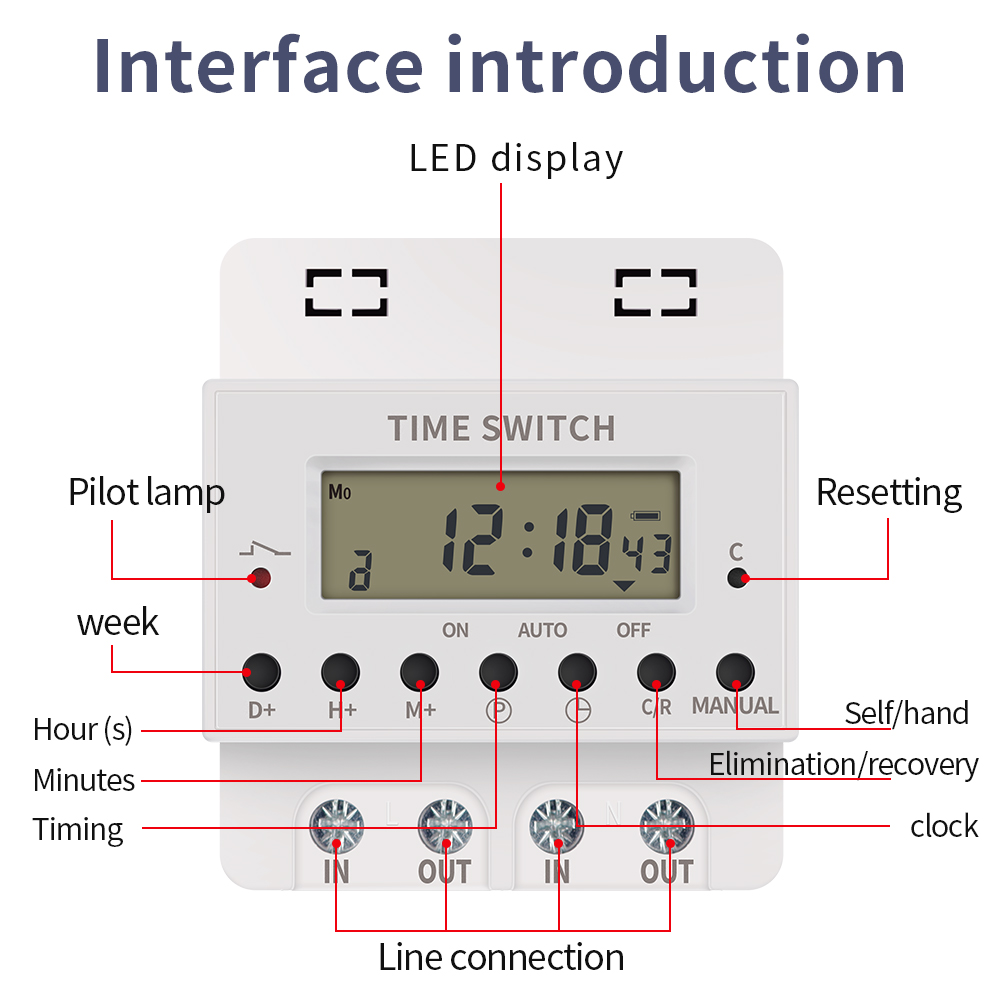 60A 80A 100A 220V Digital Electronic Timer Switch Hour Weekly Programmable Timing Control Time Controller Din Rail Relay