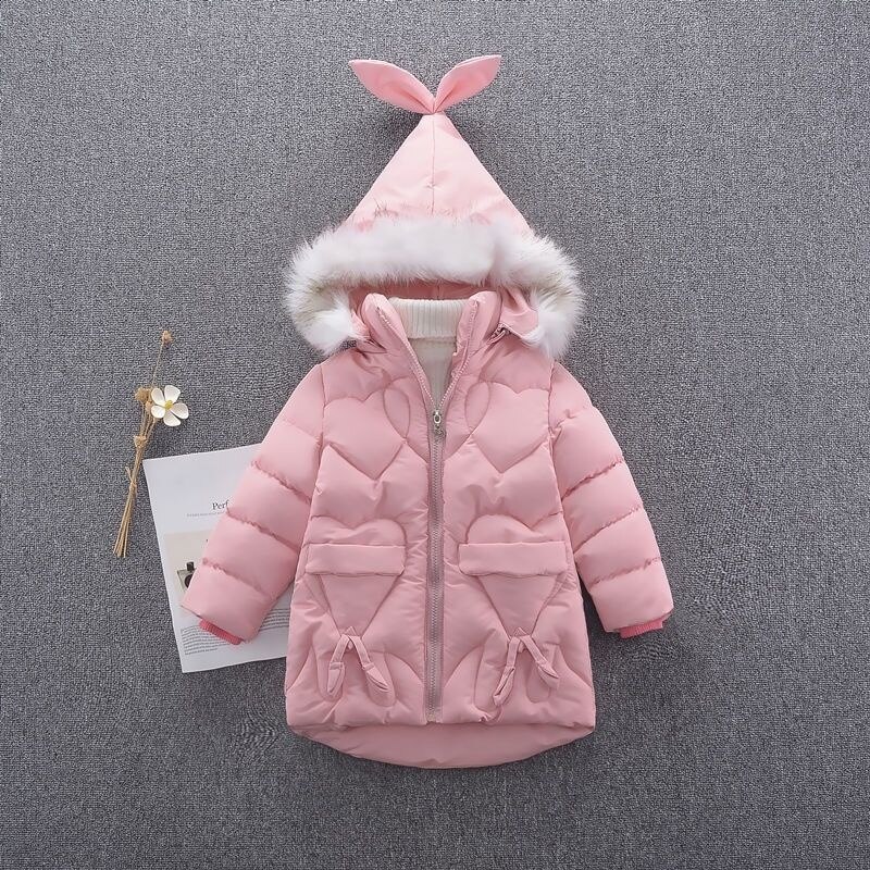 Herfst Kinderen Winter Jas Lange Kleren Witte Jas Faux Fur Kinderen Tieners Jas Snowsuit Bovenkleding Lange Mouwen Hooded Parka: Pink1 / 140cm