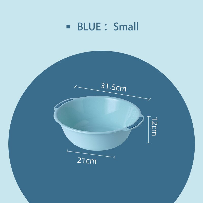 Household Large Thickened Baby Washing Clothes Plastic Washbasin Kitchen Fruit Dish Basin Student Dormitory Washbasin Washbasin: Blue Small