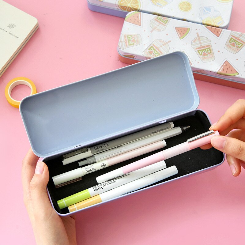 AAGU Fresh Fruit Watermelon Pencil Case Office Supplies Pencil Pouch for Girls Large Capacity Pencil Bag Metal Stationery Case