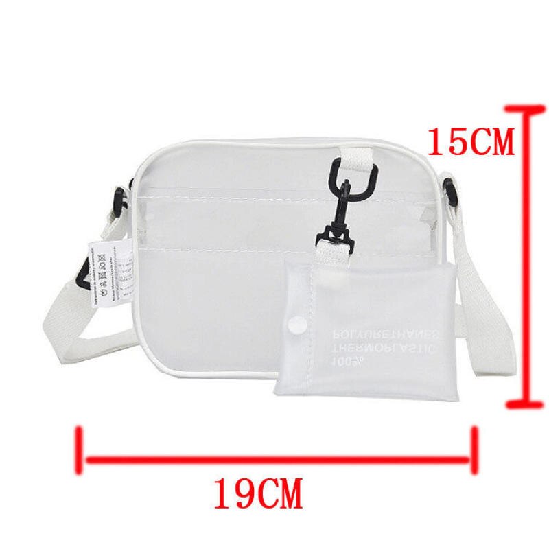 Causual PVC Transparant Clear Vrouw Crossbody Tassen Schoudertas Handtas Jelly Kleine Telefoon Tassen Brede Bandjes Flap