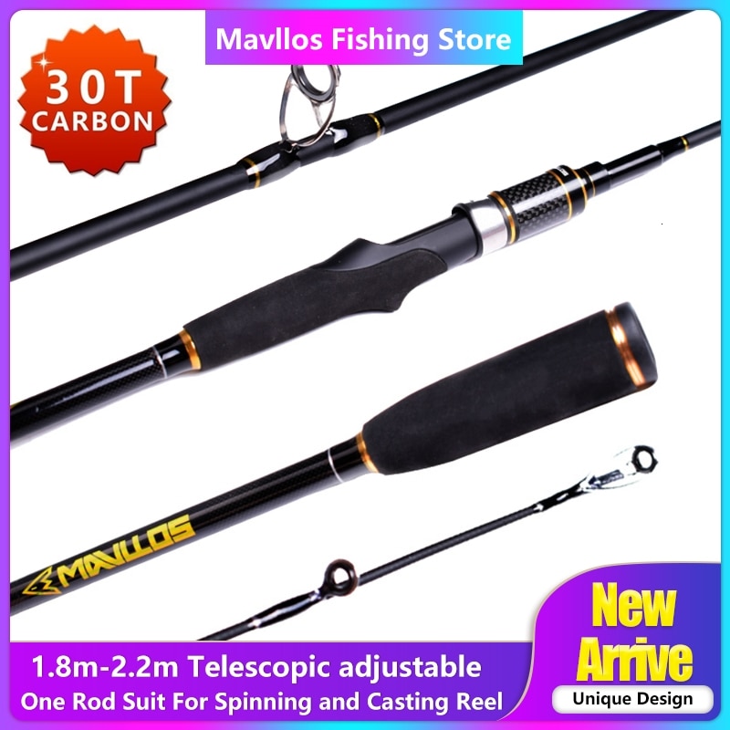 Mavllos Rapid 2.2m Adjustable Telescopic Fishing Rod Casting Spinning Universal L.W. 5-21g 30T Carbon Spinning Fishing Rod Pole