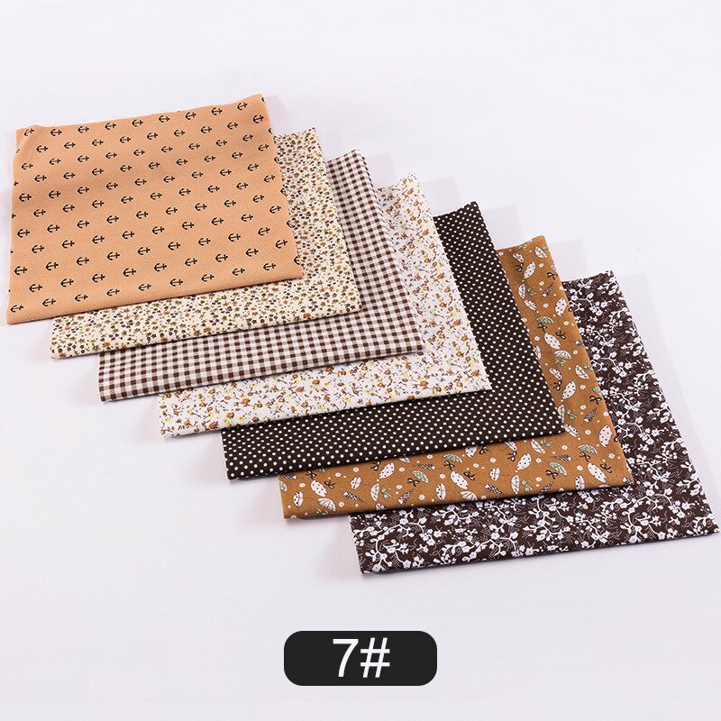 7 morceaux de tissu assorti 25*25cm groupe tissu uni pur coton petite fleur fait main bricolage coton: 7