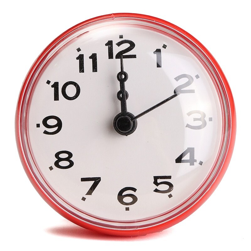 ! badkamer Keuken Waterdichte Douche Muur mini Klok Horloge Zuignap Batterij Operated Woonkamer Moderne: Rood