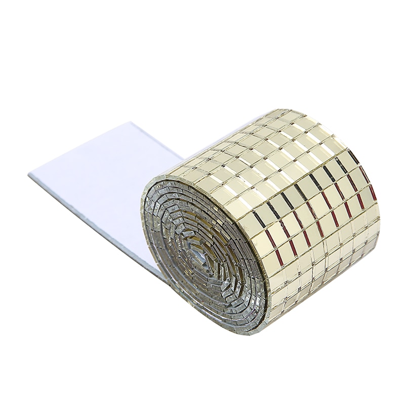 1Roll Zelfklevende Mini Spiegel Mozaïek Vierkante Glas Sticker Tegel Home Muur Plafond Decoratie Spiegel Mozaïek Stickers 5x5mm