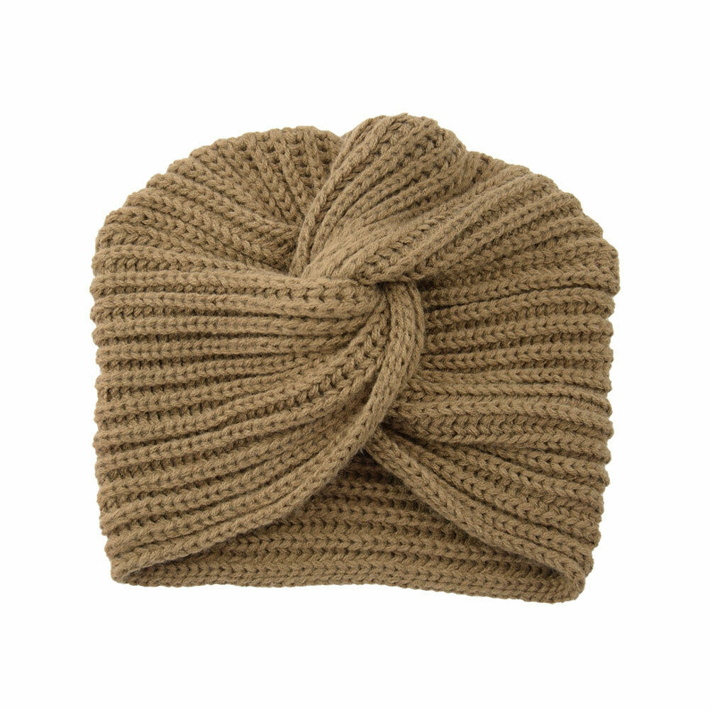 Fshion Women's Ladies Turban Hat Knitted Cap Spring Winter Headwrap Beanie Crochet Beige Black Gray Pink: Khaki
