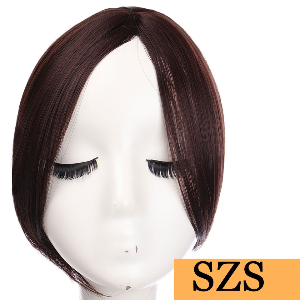 clip in fringe bangs hair wig pieces synthetic fiber natural hair color black brown hair extension front neat headwear MUMUPI: brown