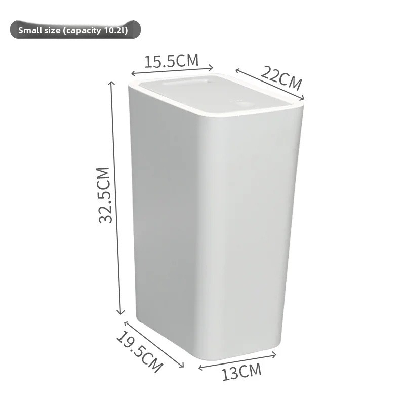 Large Capacity Kitchen Bathroom Trash Can Press Type for Home Use with Lid Toilet Hand Free Garbage Can Living Room: Blue / 10L