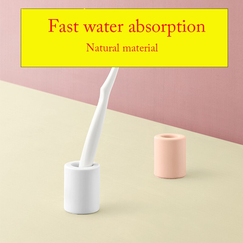 2 stuks mini reis tandenborstelhouder zonder kalkaanslag, natuurlijk materiaal, diatomeeënaarde, absorbeert snel water, huisdecoratie, blauw-witte kleur