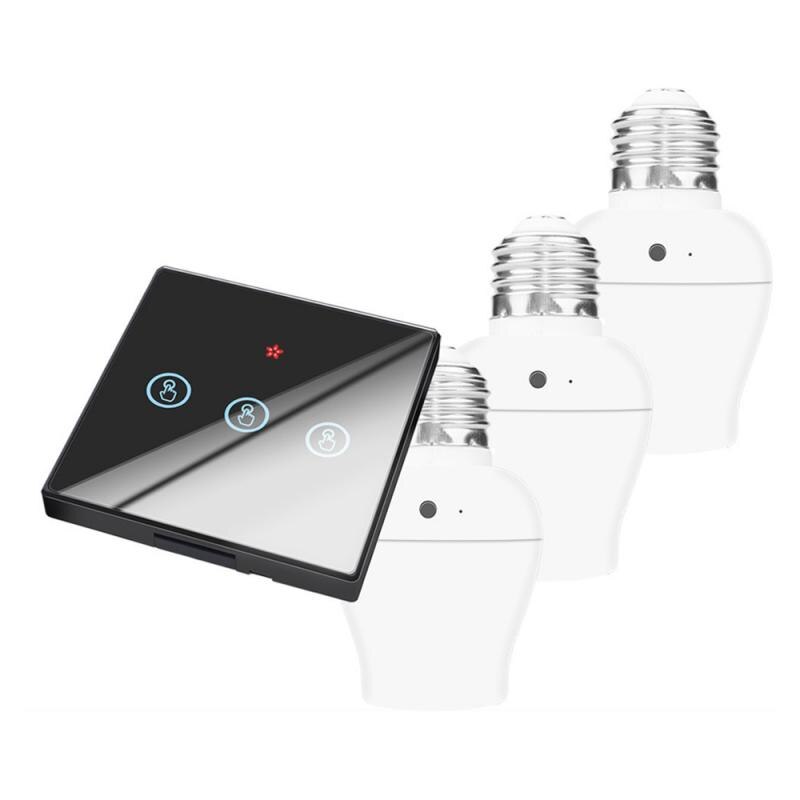 SMATRUL E26 E27 Lamp Holder Bulb Smart Switch Light Touch Wireless 1/2/3 Gang 433Mhz RF Remote Control Wall Panel Home 110V 220V: 05