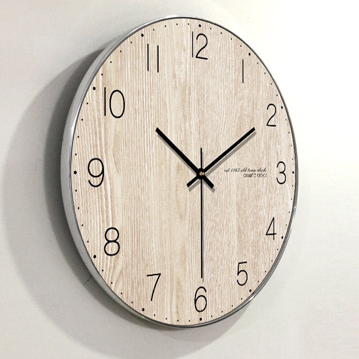 Horloge murale ronde en bois style arabe | numérique, décoration murale de salon silencieux, pour la maison, de montre murale