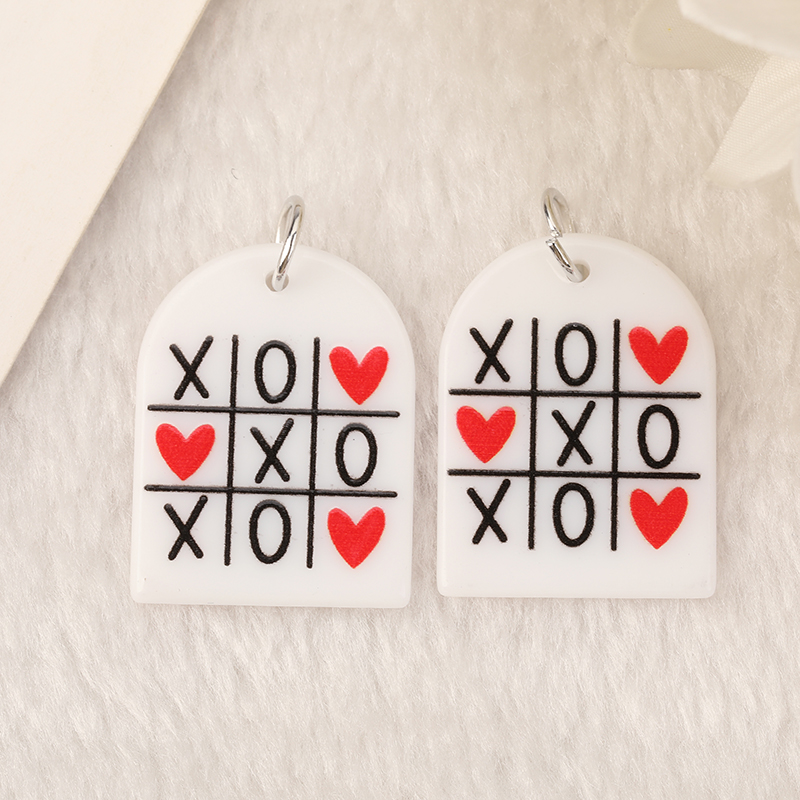6Pcs Valentine Charms Acrylic Love Cat XOXO For Necklace Keychain Diy Making Accessories: Gold-color