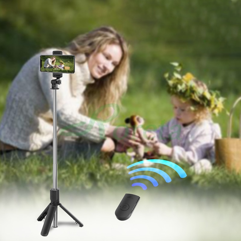 Roreta 3 em 1 sem fio bluetooth selfie vara handheld monopé tripé dobrável com obturador de controle remoto para telefone inteligente