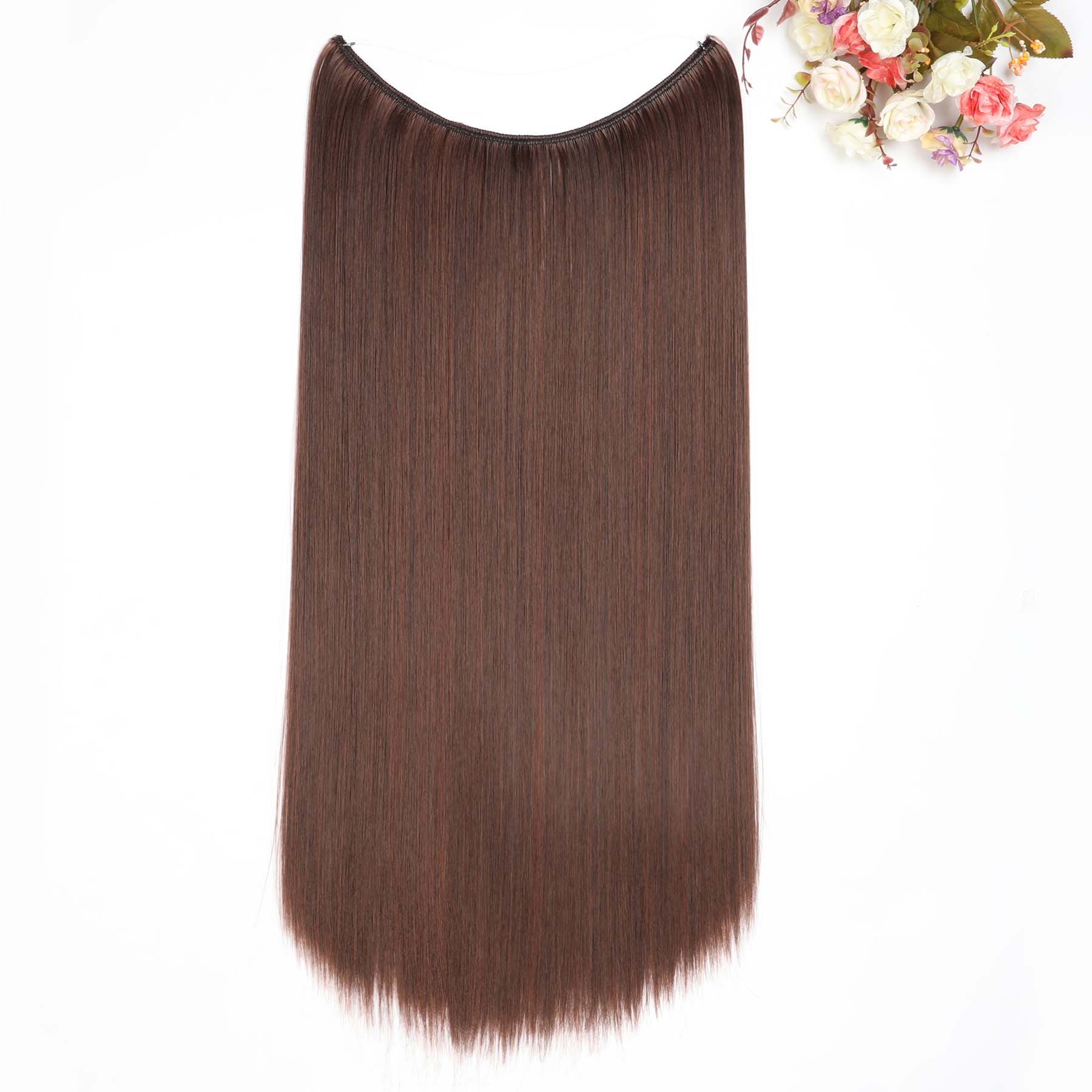 24 pouces vague Halo Extensions de cheveux Invisible Ombre Bayalage synthétique naturel secousse caché Secret fil couronne gris rose: P1b / 613