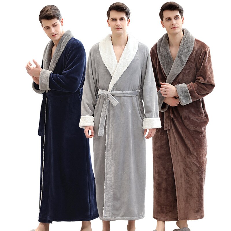 Flannel couple nightgown cross-section coral fleece men's long thick bathrobe bathrobe men robe bath robe bathrobe men