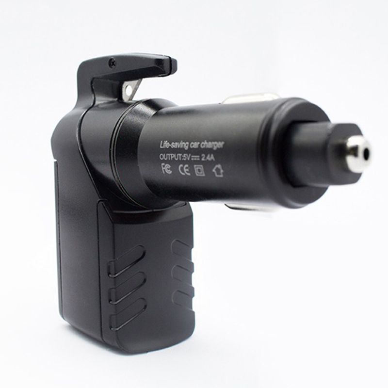 Herramienta de Escape de Emergencia USB: Cargador de coche de rescate que ahorra vida, interruptor de ventana con resorte cargado, cuchilo de cinturón de seguridad, puertos USB duales